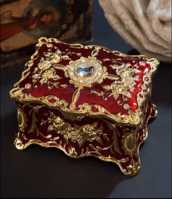 METAL RED EUROPEAN STYLE MUSIC BOX :  ELFEN LIED - LILIUM