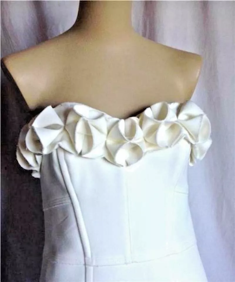 Topshop Womens Ivory Origami Rose Bandeau Cocktail Dress 8 medium
