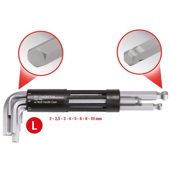 Ks Tools 3 In 1 Innen6Kant-WinkelstiftschlüSsel-Satz,8-Tlg Lang, Kugel, 151.2100-image