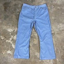 Vintage 60s Wrangler Pants Size 36x32 Light Blue Corduroy Regular Flared Leg