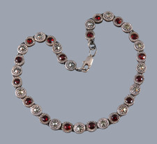 STERLING SILVER Round Bezel Links GARNET TENN...
