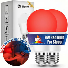 625nm Red Light Bulb for Sleep, 100 Blue Light Blocking Bulb for Melatonin Prom