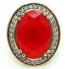 Ottoman Empire 14CT Heat Treated Fire Garnet 925 Sterling Silver Ring Sz 8 H1-8 — photo 1