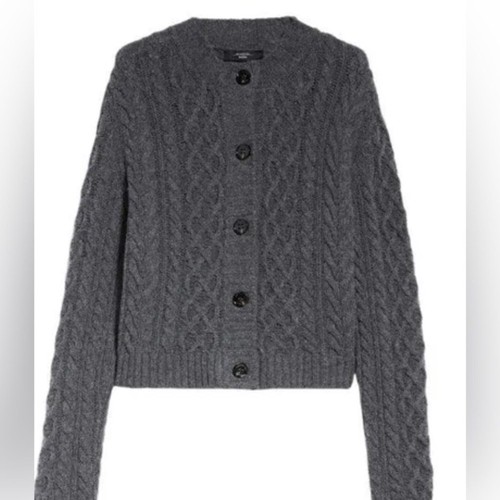 RRPUS$485 Weekend Max Mara Virgin wool cable knit embassy cardigan crew neck NWT