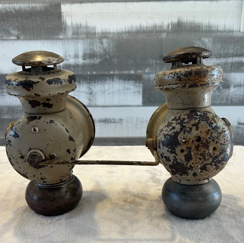 Juego de pares de luces de capucha de aceite de queroseno Ford modelo T de colección Rat Rod raro soporte de duelo Foto 4 de 4