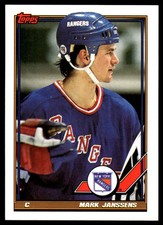 1991-92 Topps #186 Mark Janssens New York Rangers Hockey Card