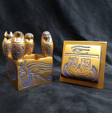 ANCIENT EGYPTIAN ANTIQUES RARE Egyptian CANOPIC JARS 4 Sons Of Horus Egypt BC
