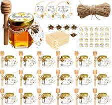 20 Pack Mini Honey Jars with Dipper - Perfect for Baby Shower Favors and Wedd...