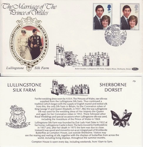 GB Stamps First Day Cover Royal Wedding Lullingstone Silk Farm BENHAM SHS 1981