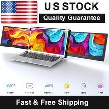 Dual Portable Monitor Triple Fold 1080P IPS Screen Extender For 13-17.3" Laptops
