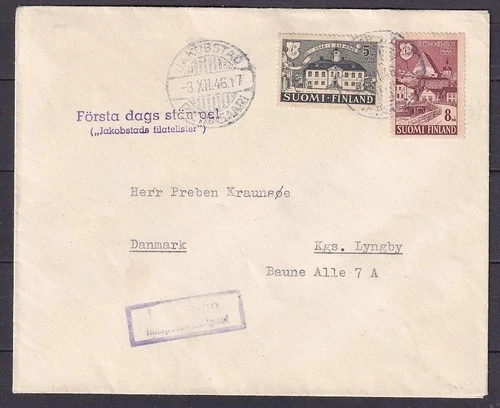 w2520/ Finland Airmail FDC Cover t/Denmark 1946