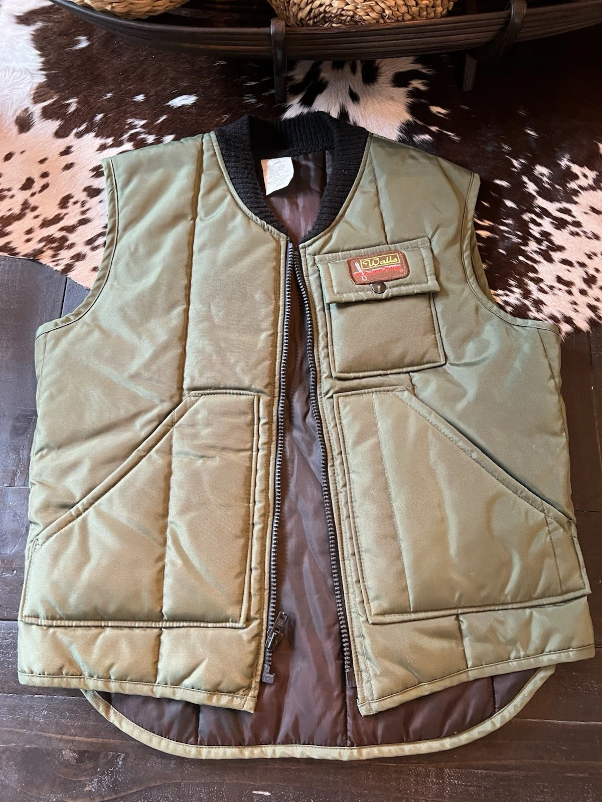 Vtg Walls Blizzard Pruf Bubble Work Puffer Vest With Rare Patch M Deadstock