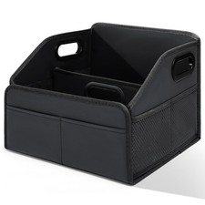 Car Storage Organizer Reinforced Dividable Leather Car Caddy Basket for Front...