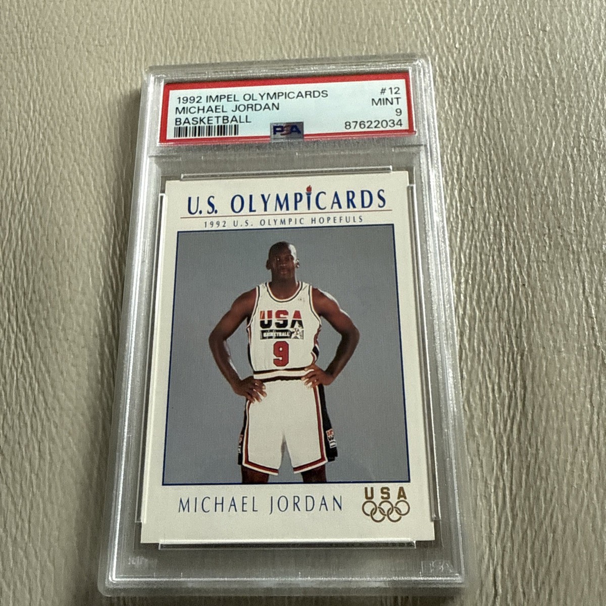 1992 Impel Olympicards #12 Michael Jordan Graded PSA 9 Mint Dream