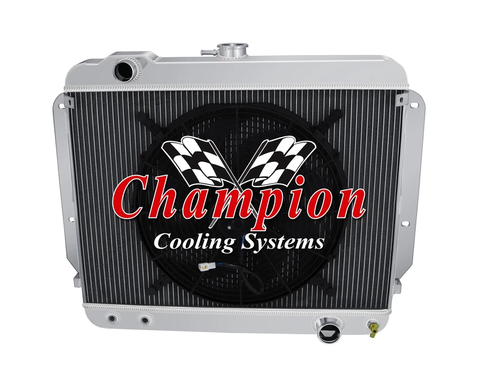 Radiador ER Champion 3 filas con ventilador de 16" para Chevrolet Bel Air 1969 1970 aire acondicionado Foto 3 de 4