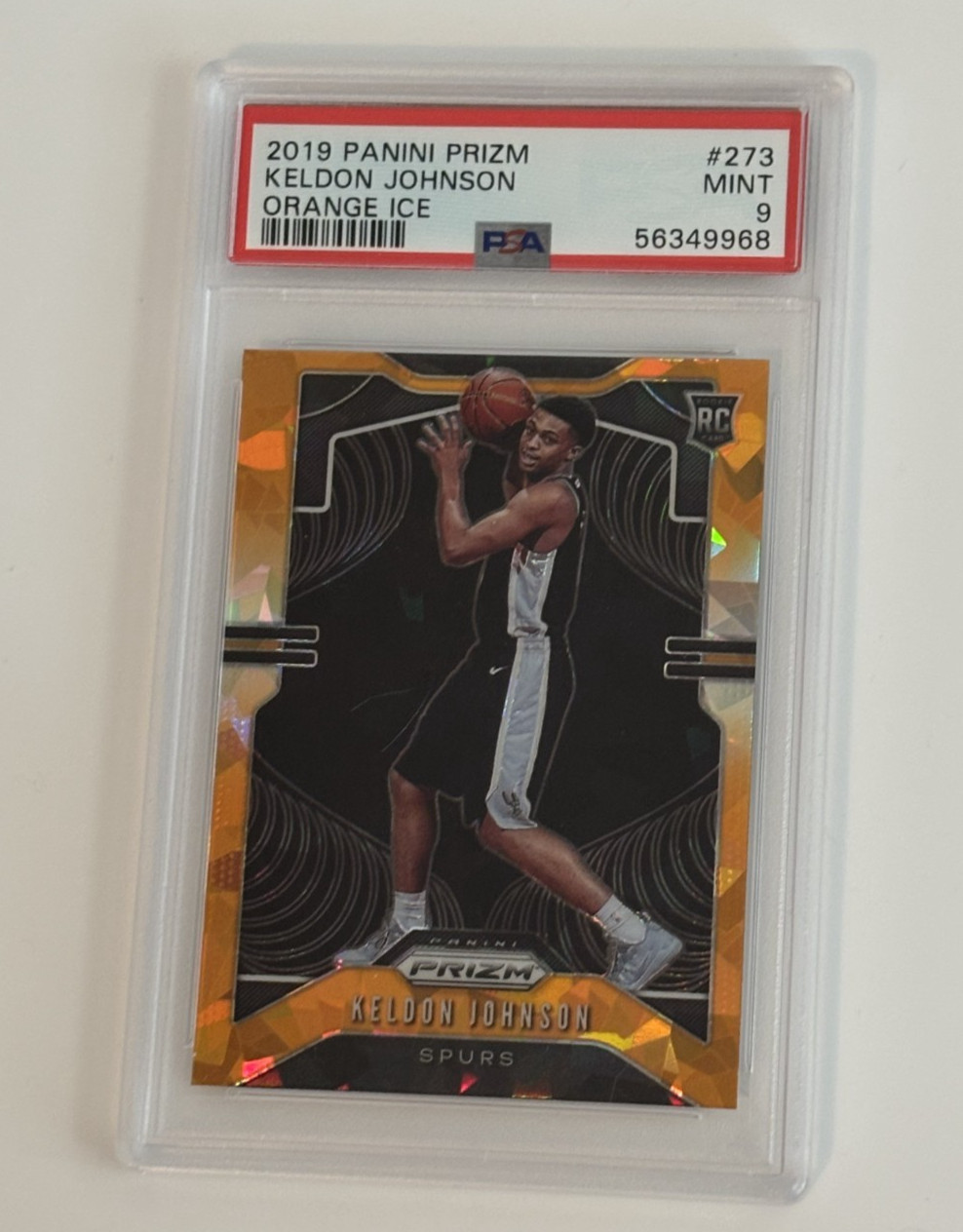 2019 Panini Prizm Keldon Johnson PSA 9 Orange Ice RC
