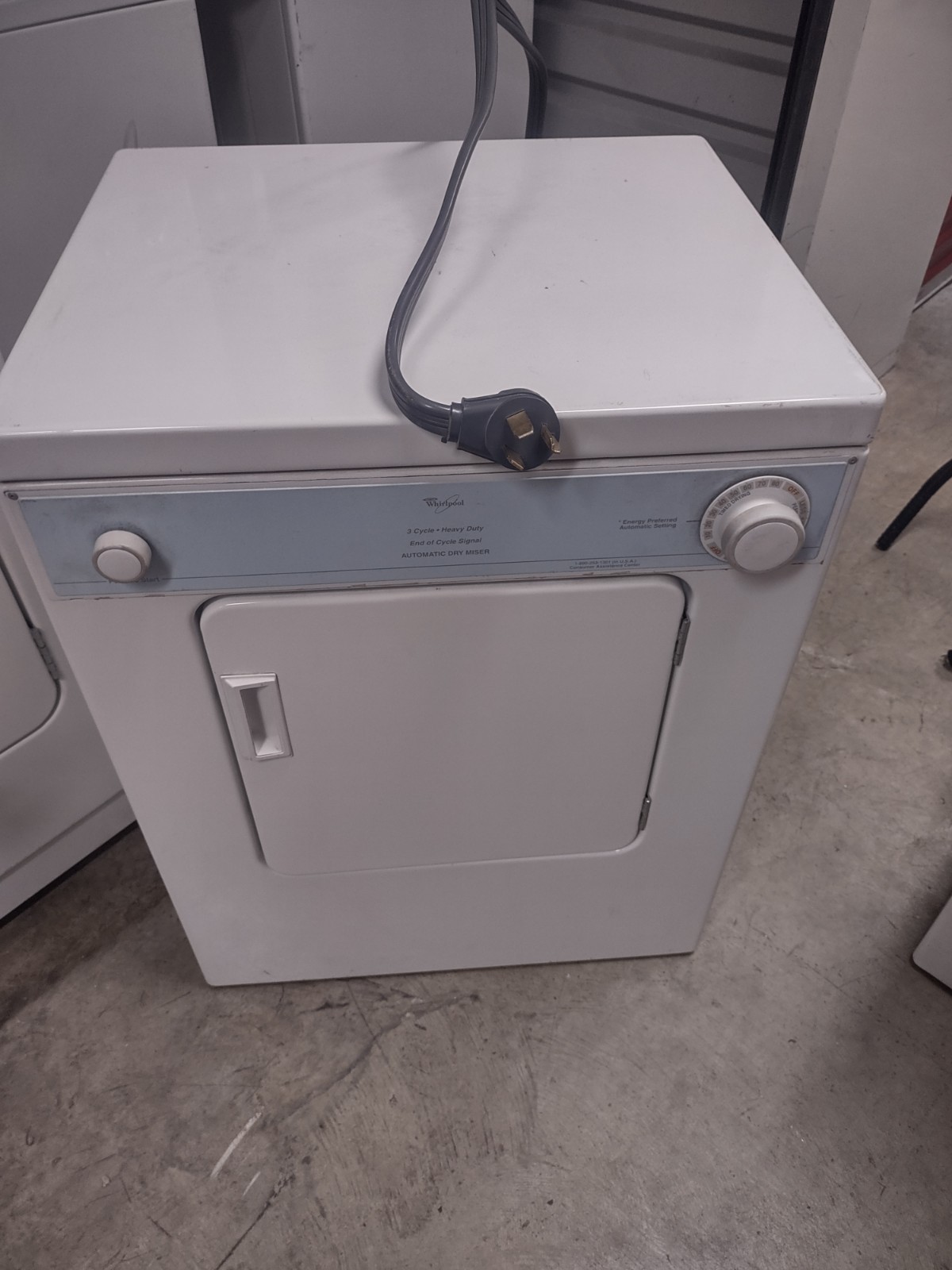 Whirlpool electric dryer heavy duty 3 cycle front-loading vented white