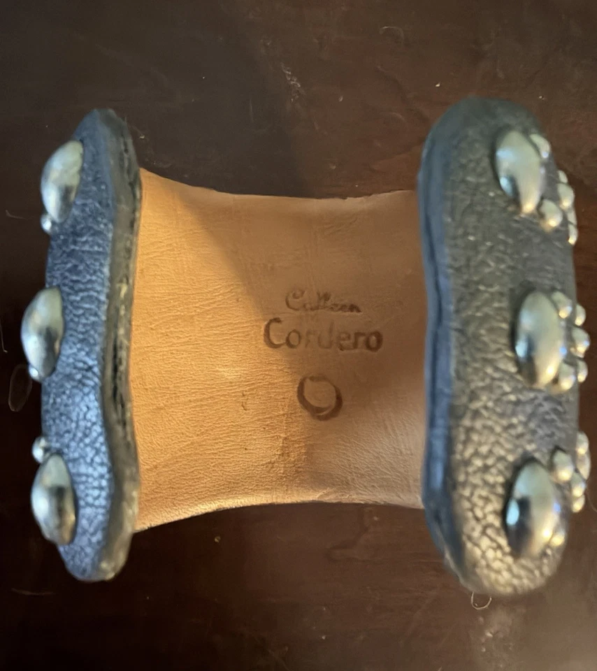 Calleen Cordero Western Style Dark Brown Leather Studded Wide Cuff Bracelet - Image 2 of 4