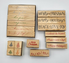 Lot of Hero Arts Holiday Themed Wood Mounted Rubber Stamps - 18 pieces