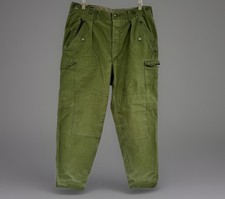 Vintage Swedish Military Pants Mens 32 L Green C52 Field Cargo Trousers 1960s