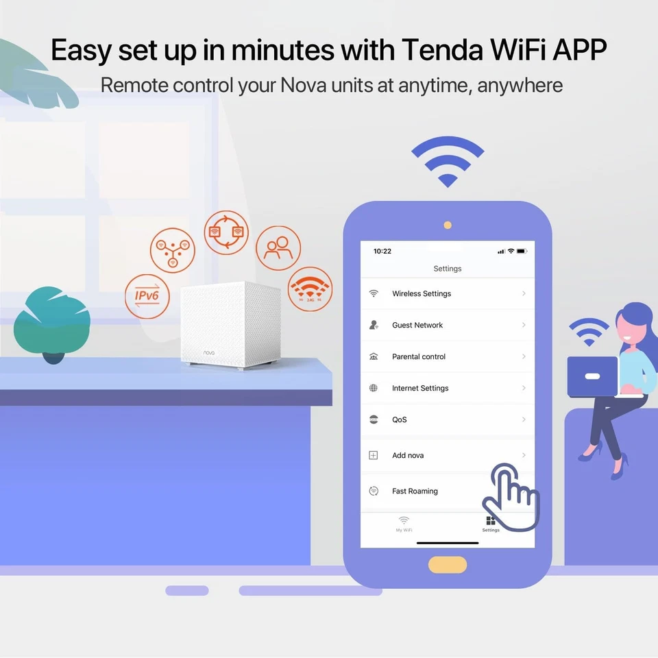 Tenda Nova AC2100 Mesh WiFi System Wireless Internet Router 6000 Ft (3-Pack) - Image 3 of 4