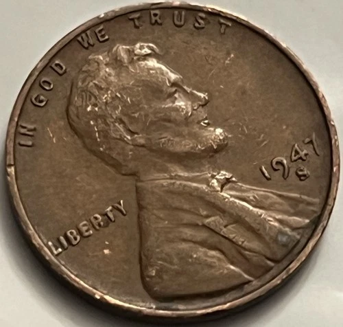 1947-S Lincoln Wheat Cent - San Francisco Mint - Rim Damage BN684