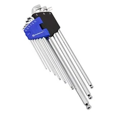  9 Piece Stubby End, Extra Long Arm Ball End Hex Key Wrench Set, L-Wrenches SAE