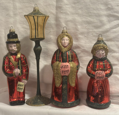 Krebs Lauscha Glas Creations S/4 CHRISTMAS CAROLERS Hand Blown HP Germany P2025