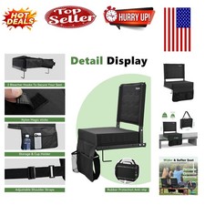 Heavy-Duty Folding Stadium Bleacher Seat with Back Support and Cushioned Comfort