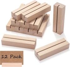 12 Pieces Wood Place Card Holders, Wooden Postcard Holder, Signs Table Number