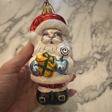 Mouth Blown Hand Painted Glass Santa Claus Christmas Ornament Holiday Decorative