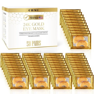 CHMI Under Eye Patches (50 Pairs) - 24K Gold Eye Patches for Puffy Eyes, Dark Ci