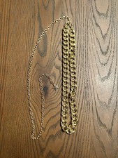 Vintage Gold Tone Chunky Curb Chain Belt Star Charm Adjustable 30-36  