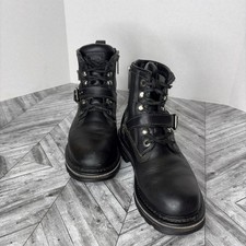 Harley-Davidson Women's Size 7 Black Motorcycle Boots Side Zip Buckle Nice 