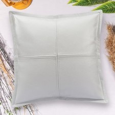 Leather Pillow Cover 18x18 White Decorative Throw Pillow for Couch, Sofa