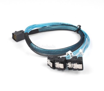 Mini SAS SFF-8643 to Angle 4x SATA 7Pin Raid Server Cable For LSI 9300-8i