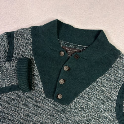 #ad #ad Rag and Bone Shawl Collar Two Toned Sweater Forest Green Earth Tone Wool Mens L $29.99