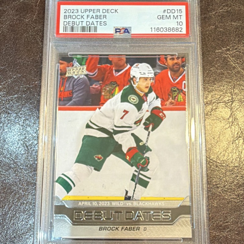 Upper Deck 2023-24 Series 1 Debut Dates Brock Faber #DD-15 RC PSA 10 Wild
