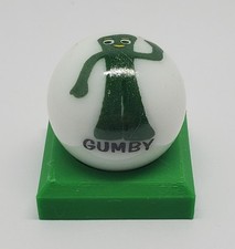 Gumby 1" Glass Logo Marble w/ Colored Stand