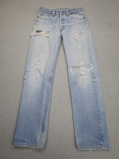 Vintage Levis 501 Jeans Mens 30x34 Light Wash Distressed Button Fly Made USA 90s