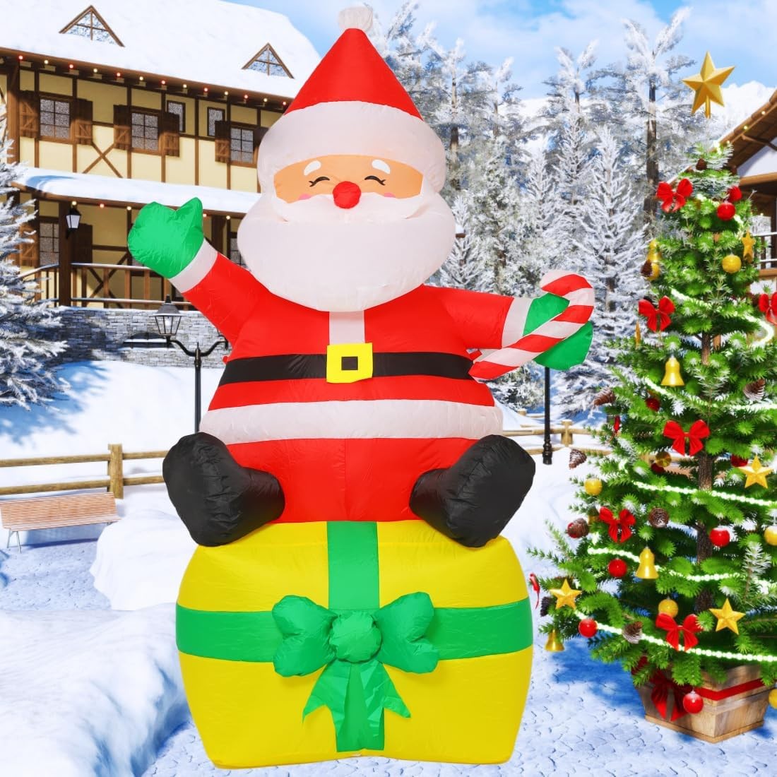 7 FT Christmas Inflatables Outdoor Decorations, Blow Up Santa Claus Inflatable 