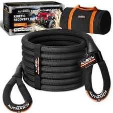 AUTMATCH 7/8" × 20 ft Kinetic Recovery Tow Rope 35000Lb Heavy Duty, Black