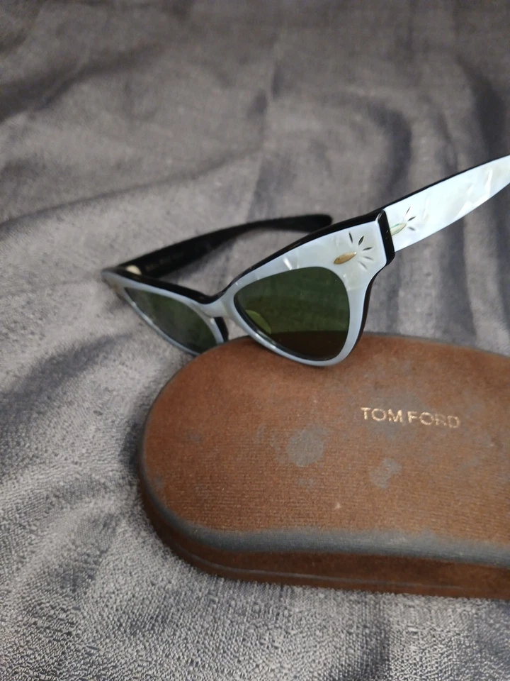 Gafas de sol vintage RAY BAN B&L alrededor de 1950-60 - madreperla ojo de gato ¡RARAS! Foto 4 de 4