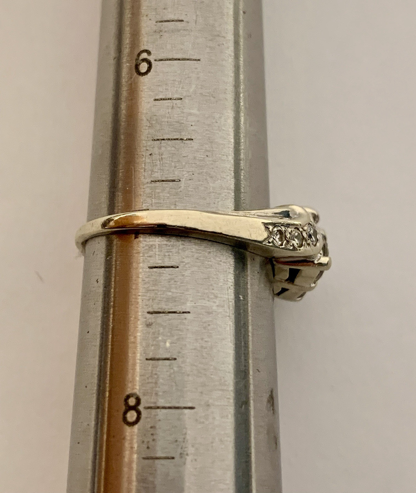 Diamond Ring Cluster Solid 14k White Gold Vintage… - image 13