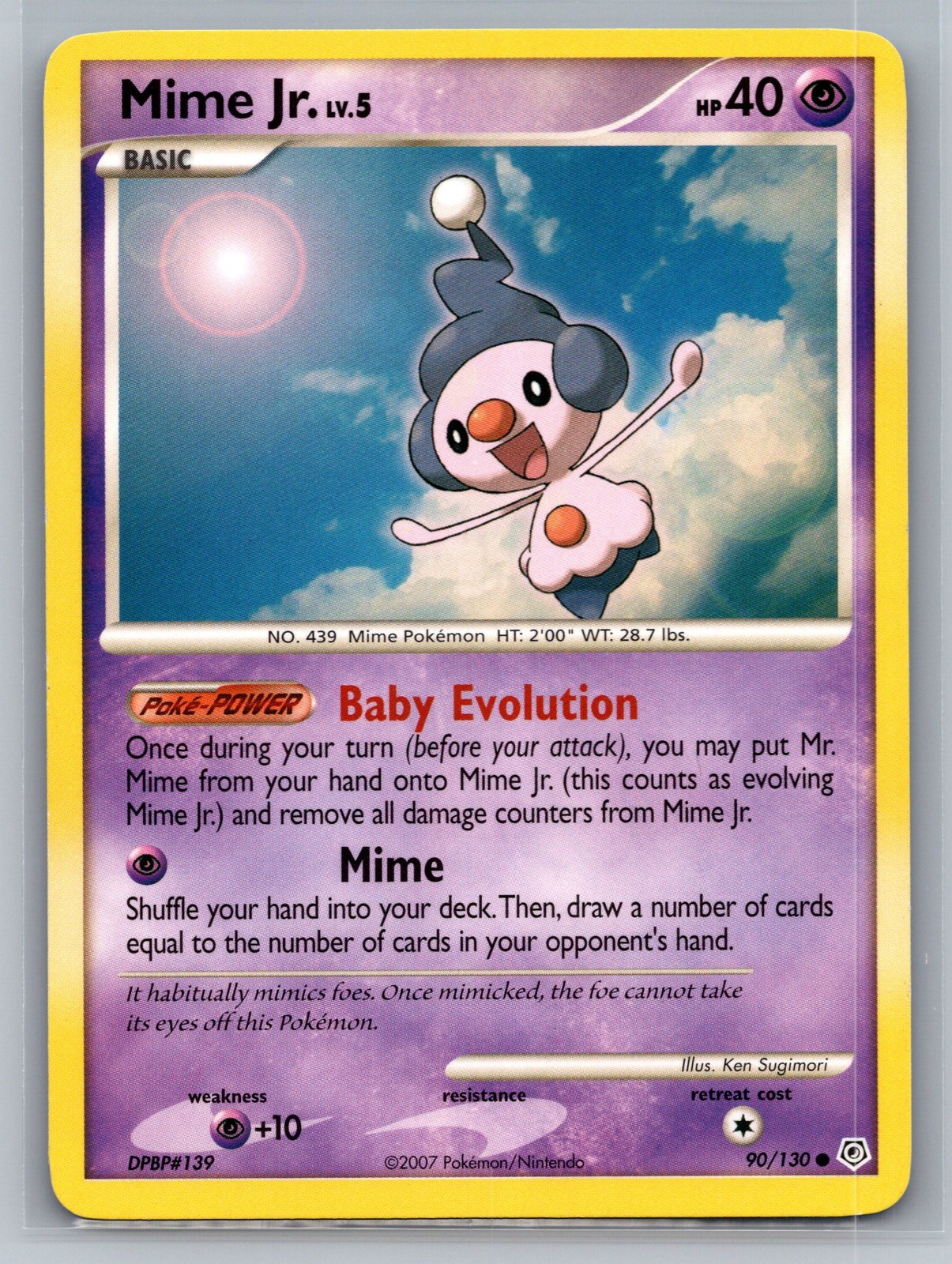 Mime Jr. Diamond and Pearl #90/130 Common Pokemon Card