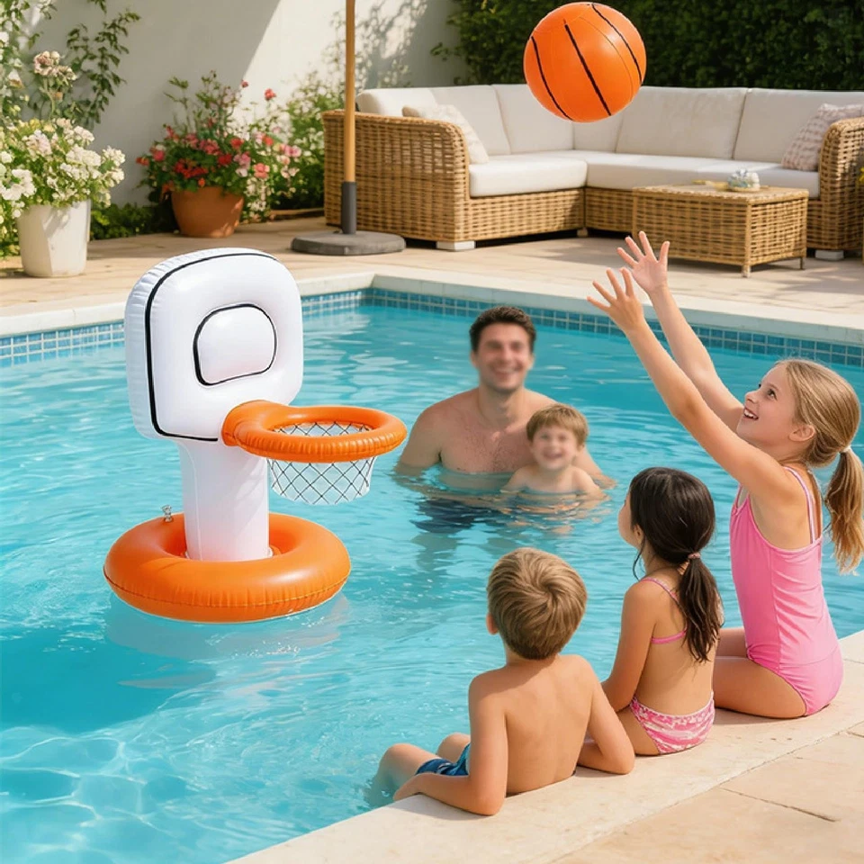 Panier de Basket Gonflable pour Piscine, Idéal pour Les Fêtes, Les Vacances et - Photo 3/4
