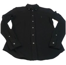 Polo Ralph Lauren Shirt Mens Black Knit Oxford Long Sleeve Button Size M