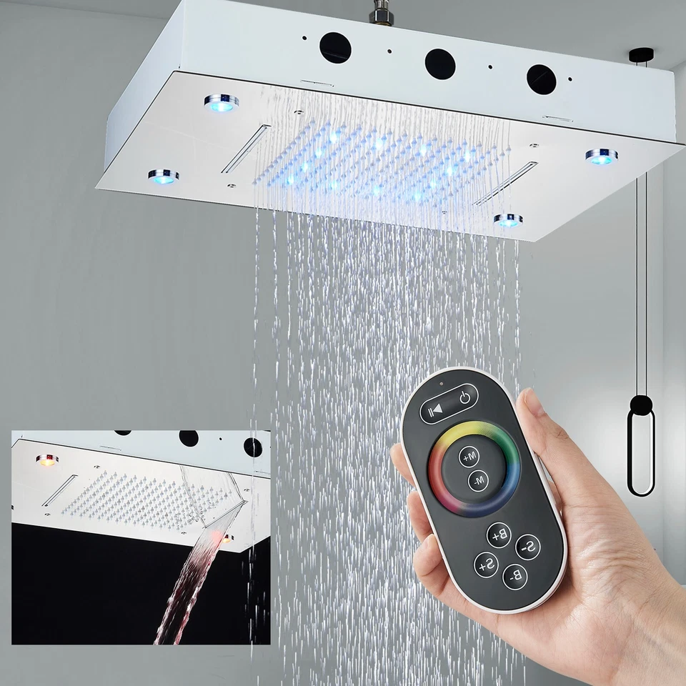 Sistema combinado de cabezal de ducha LED cromado de lujo juego de grifos masaje cuerpo chorros pulverizador Foto 2 de 4