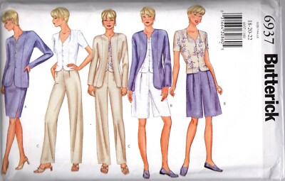 Butterick Pattern 6937 Misses Petite Jacket Top Pants Skirt Shorts ...