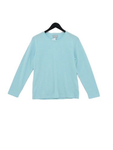 Pure Collection Women's Jumper UK 16 Blue 100% Cashmere Round Neck Pullover